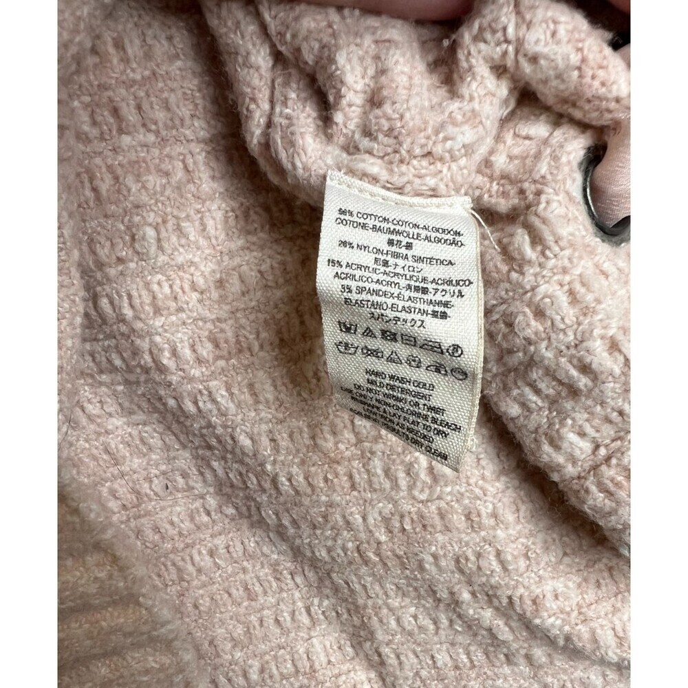 Free People Heart It Lace-Up Sweater Size Large Oversized Blush Pink Knit - Picture 4 of 6